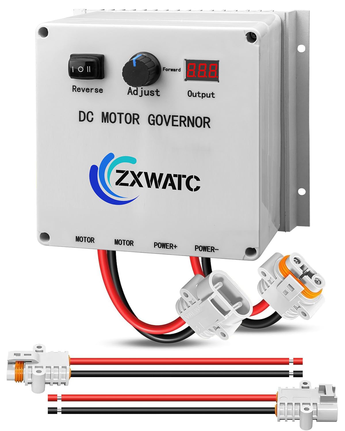 ZXWATC 12V-24V 50A DC Motor Speed Controller with Forward-Brake-Reverse Switch, Over-Temperature Protection, PWM Controller for Towing Boat Engine,