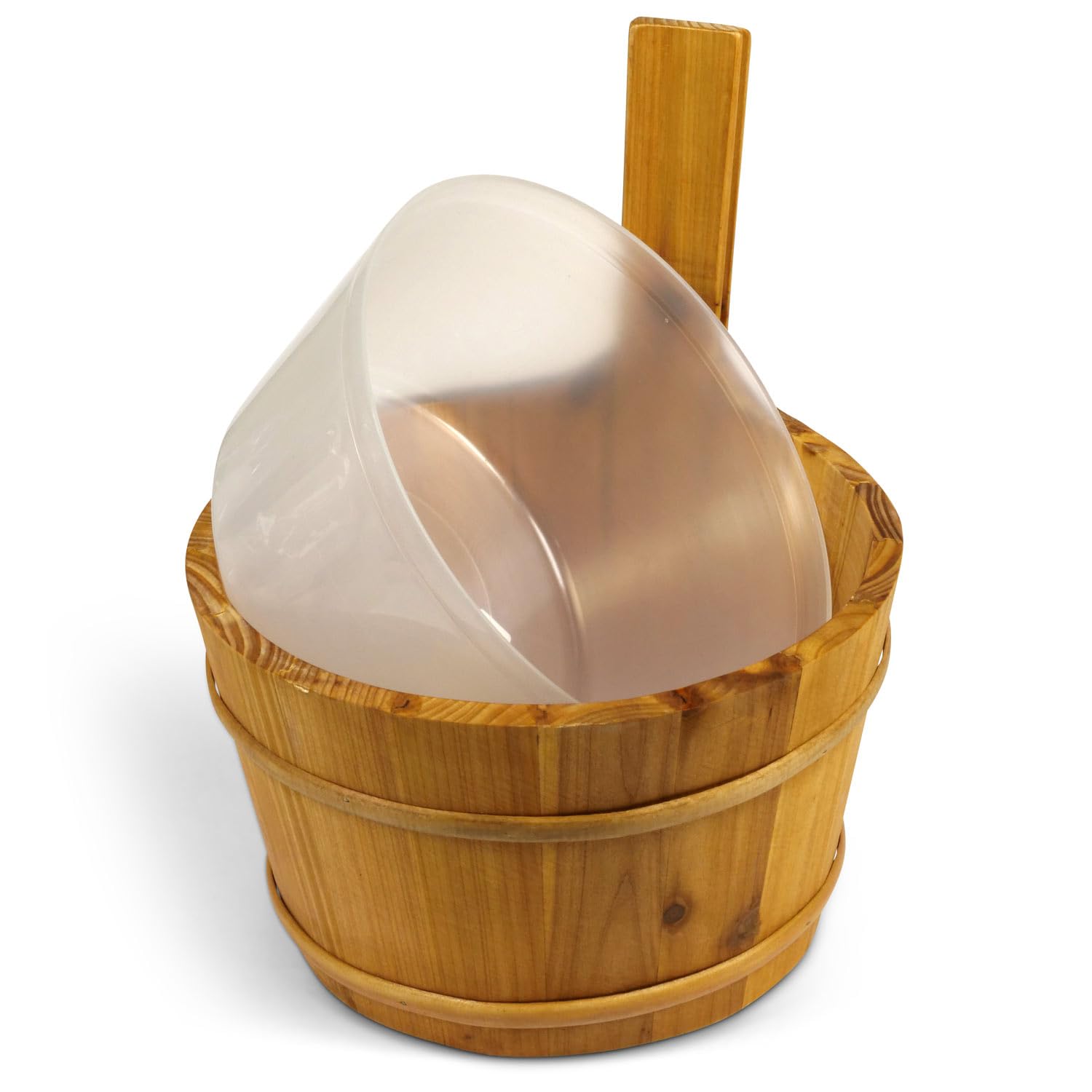 LaJa26 Sauna Kübel - 3 l - Sauna Eimer für Saunaaufguss - Fichte - Kunststoffeinsatz - Saunazubehör