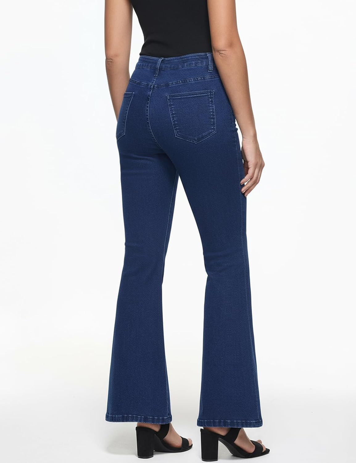 Flare Jeans for Women Trendy High Waisted Bell Bottom Jeans Stretchy Wide Leg Denim Pants with Pockets - Image 2