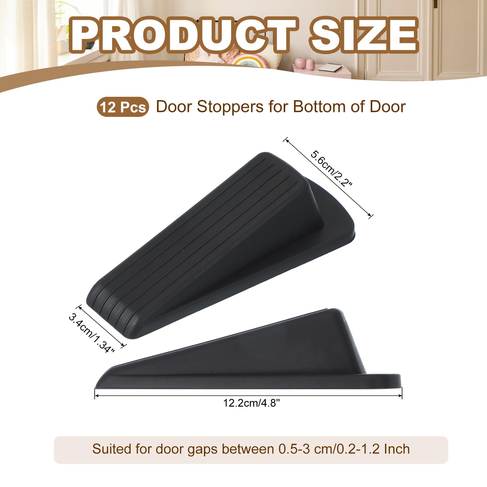 PATIKIL Door Stoppers for Bottom of Door 12 Pack Sturdy Stackable Rubber Door Stopper Wedge for Tile Concrete Carpet Wood Heavy Duty Door - Image 2