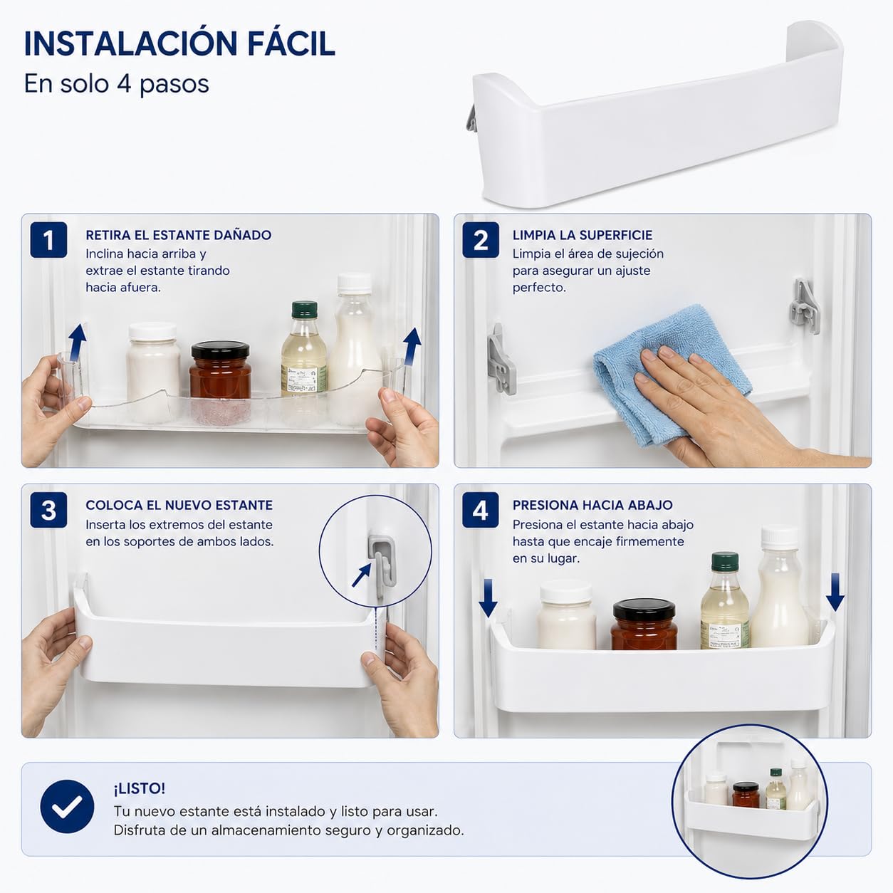 CABLEPELADO Bandeja botellero para nevera | Bandeja de refrigeración nevera | Estante frigorífico | Código original FA2T006A5 | 494 mm ancho x 140 mm alto | Compatible con Fagor FA2T006A5 FD282NF