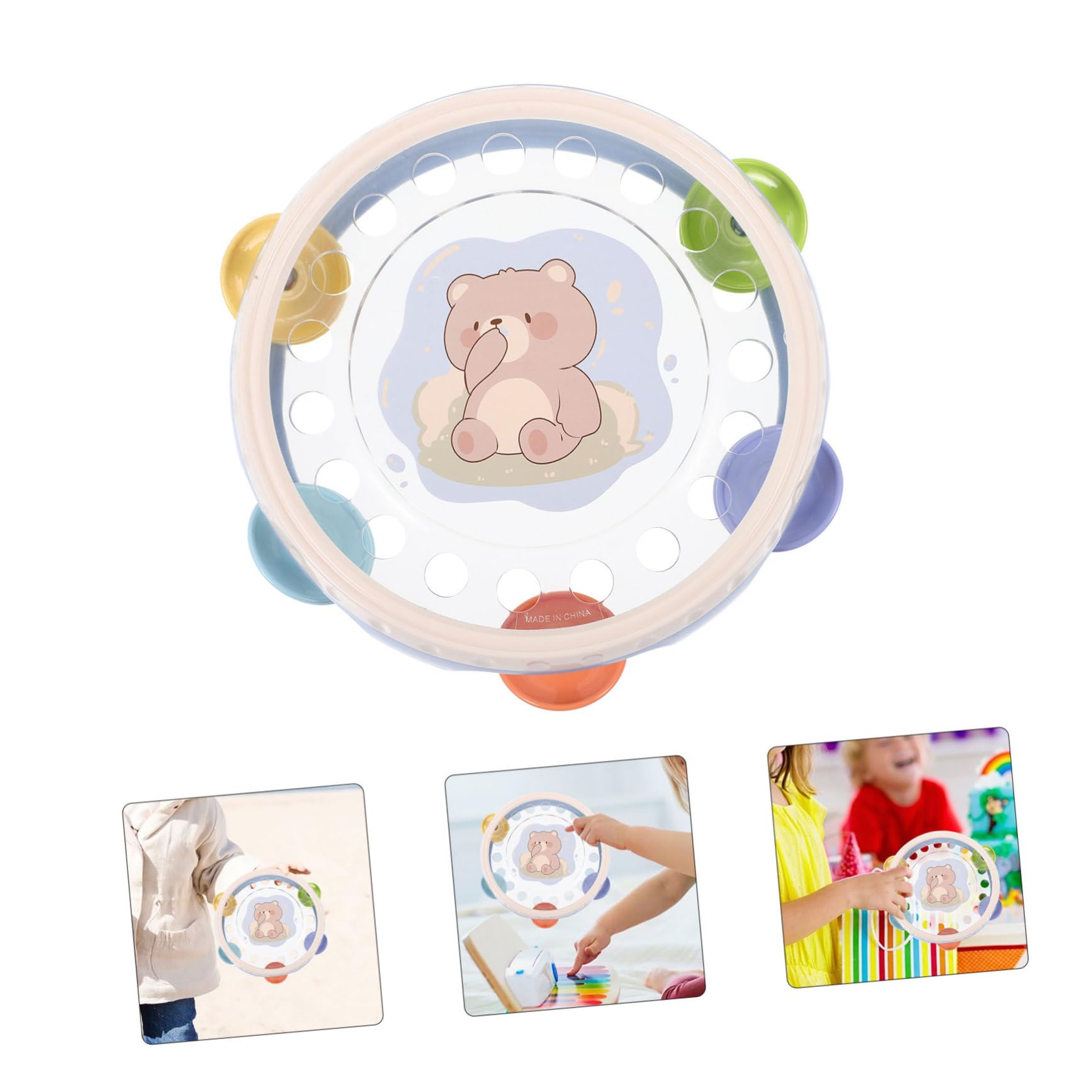Toddmomy Tamburello Portatile Per Bambini in Plastica Rosa, Strumento a Percussione Educativo Campanellino a Mano, Gioco Musicale Per Feste e Sviluppo Del Senso Ritmico Dei Piccoli