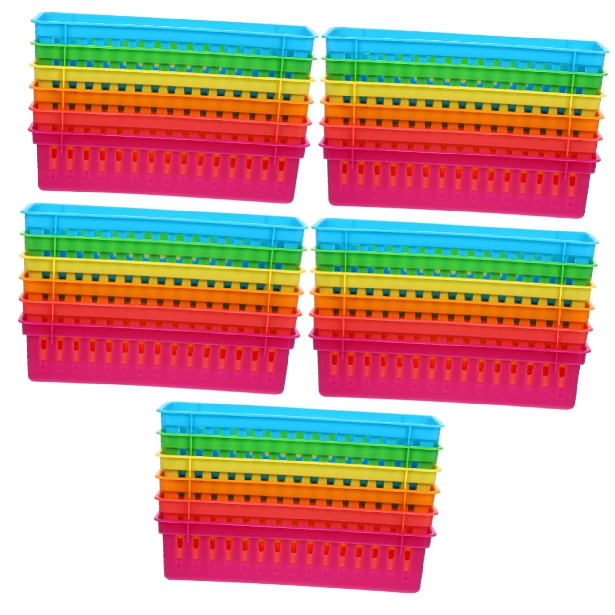 SHINEOFI 30piezas Cesta De Almacenamiento Para Lápices Coloridos Organizador De Escritorio De Plástico Para Papelería De Unidades Para Aula y Rosa Azul