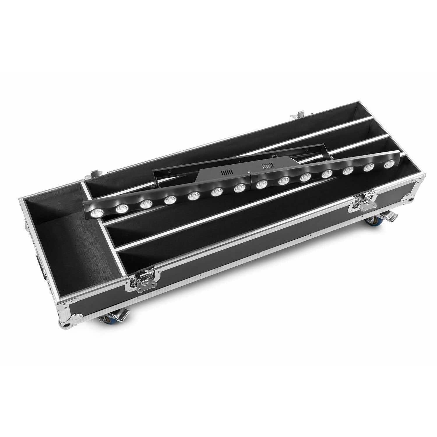 BeamZ FCLCB14 - Flightcase pour 4 Barres LED LCB14-1220 x 395 x 400mm, avec roulettes, Mousse de Protection, Rangement Câbles, Idéal pour Transporter Vos Barres LEDs en Sécurité