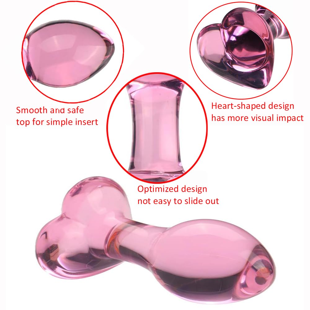 Pink Glass Butt Plug,Crystal Anal Plug,Adult Sex AnalToy,Sex Gifts,S&M Anal Trainer,Portable Bum Bomb Plug,Anal Expander Training Masturbation for Adult Female Men Women Gay and Couples: Heart