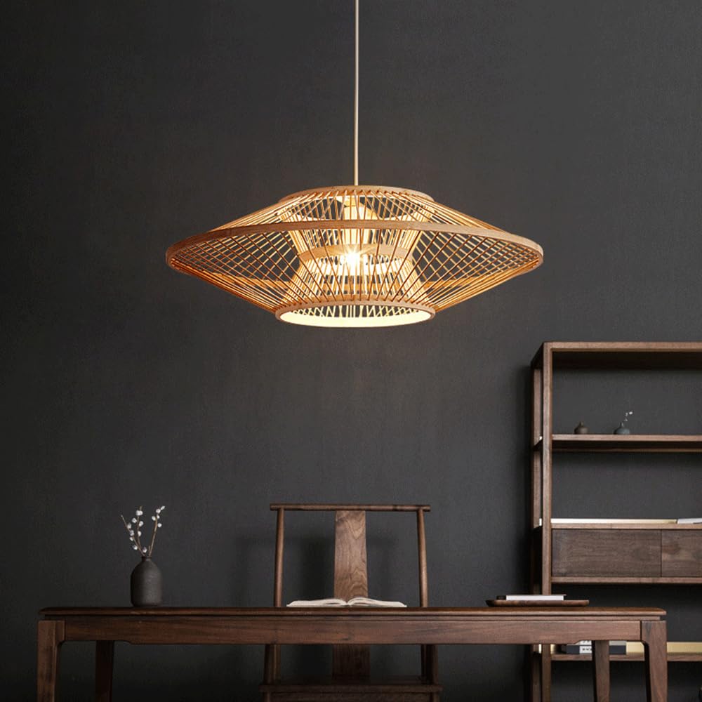 Nowe Wiszące Lampy W Stylu Chińskim W Kształcie Wielokąta Żyrandol Dekoracyjny Do Domu Lampa Wisząca Z Wikliny Z Bambusa Minimalistyczne, Prymitywne Oświetlenie Sufitowe Do Korytarza,