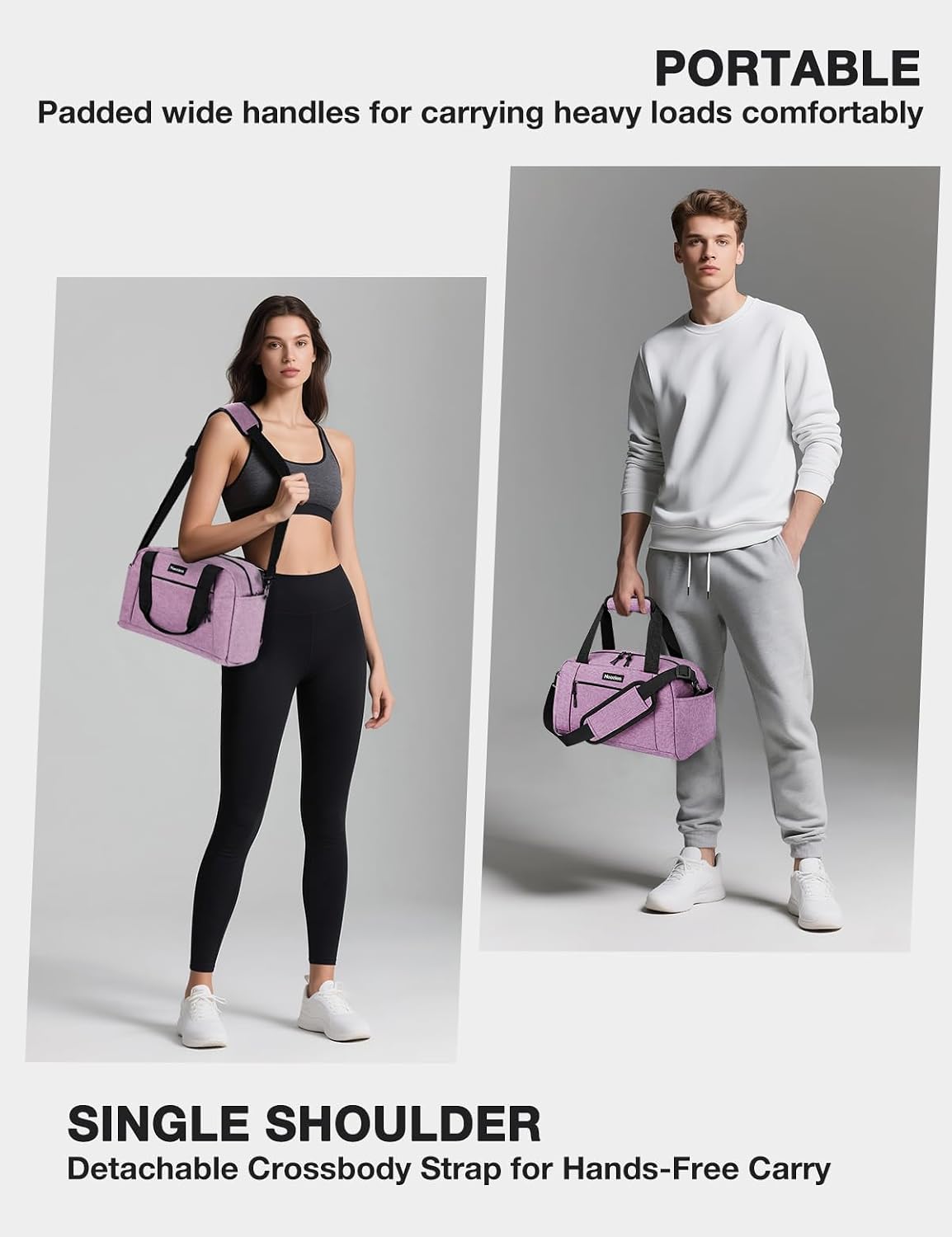 Noozion 14 inch Small Gym Bag for Women & Men, Lightweight Carry On Mini Duffle Bag with Multiple Pockets, Sports Bag for Travel and Workout. image 5