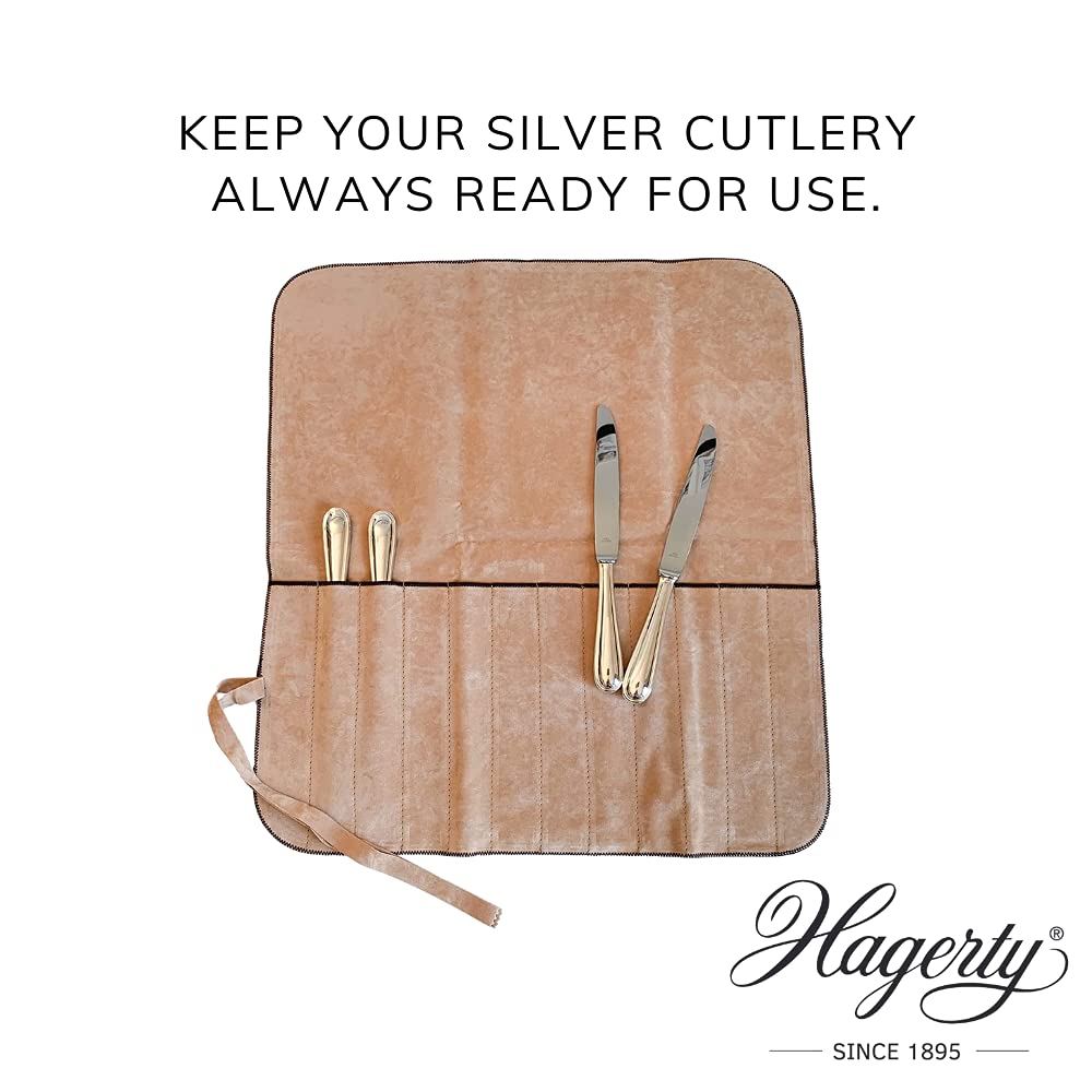 Hagerty Silver Guard Cutlery Roll Custodia per posate d'argento e placcate 46,5x51 cm I Pratica custodia antiossidante posate d'argento I Portaposate da 12 per coltelli