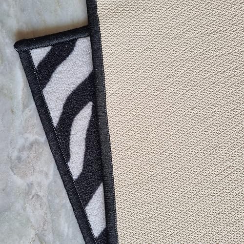 Image of Matz&More Zebra Print Door Mat 40 x 60 cm | Anti-Slip Nylon Tufted Indoor Floor Mat with Rubber Backing | Decorative Entrance, Bedroom, Bathroom, Kitchen & Kids Room Rug | Black & White
