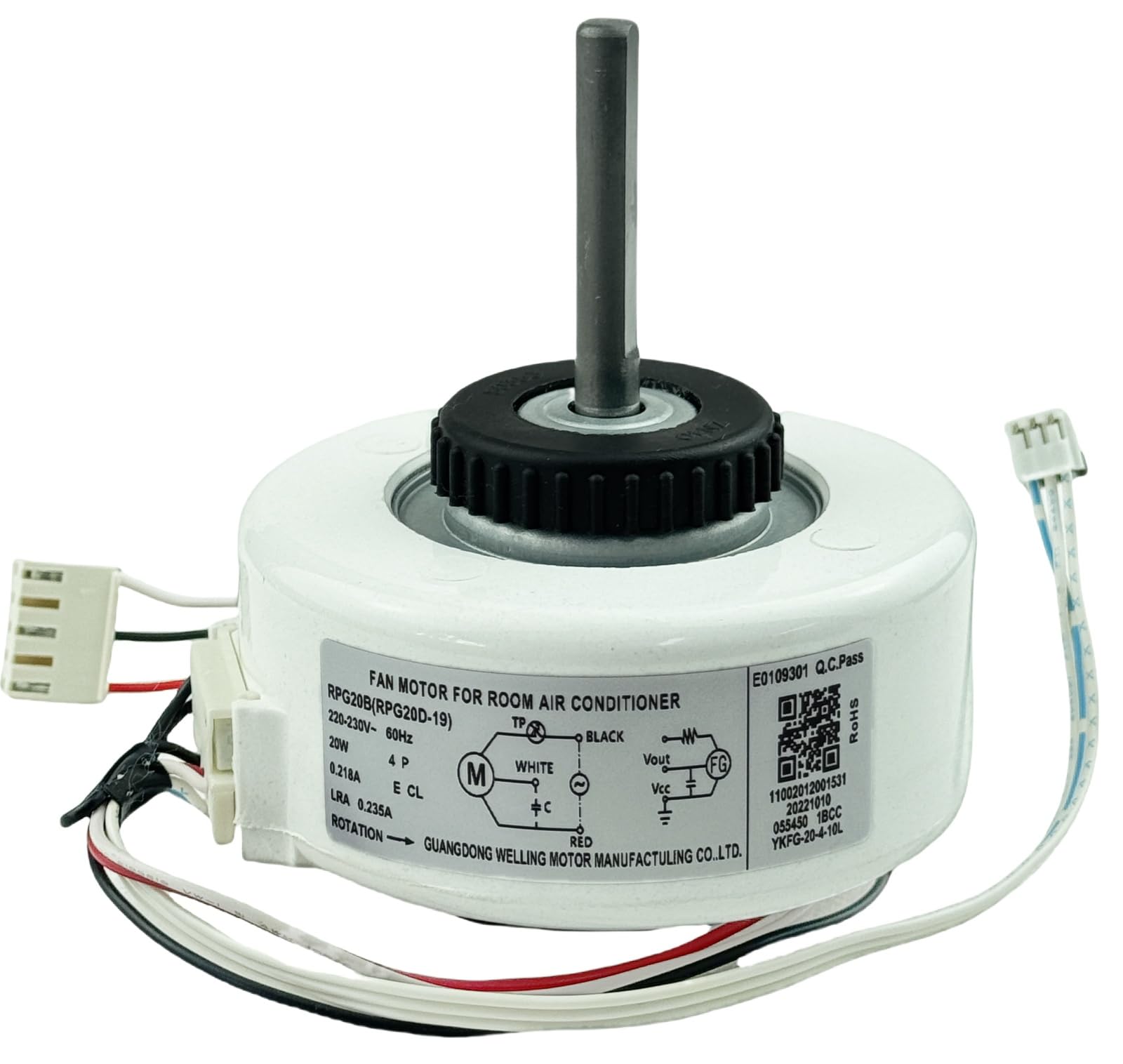 RPG20B (RPG20D-19) YKFG-20-4-10L Klimaanlage Lüftermotor passend für Midea Klimaanlage, 208-230V 60Hz 20W 0,218A Klimaanlage Innen Bürstenloser DC Lüftermotor