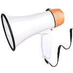 MyMealivos Portable Megaphone Bullhorn 20 Watt Power Megaphone Speaker Voice and Siren/Alarm Modes with Volume Control and Strap (White&Orange)