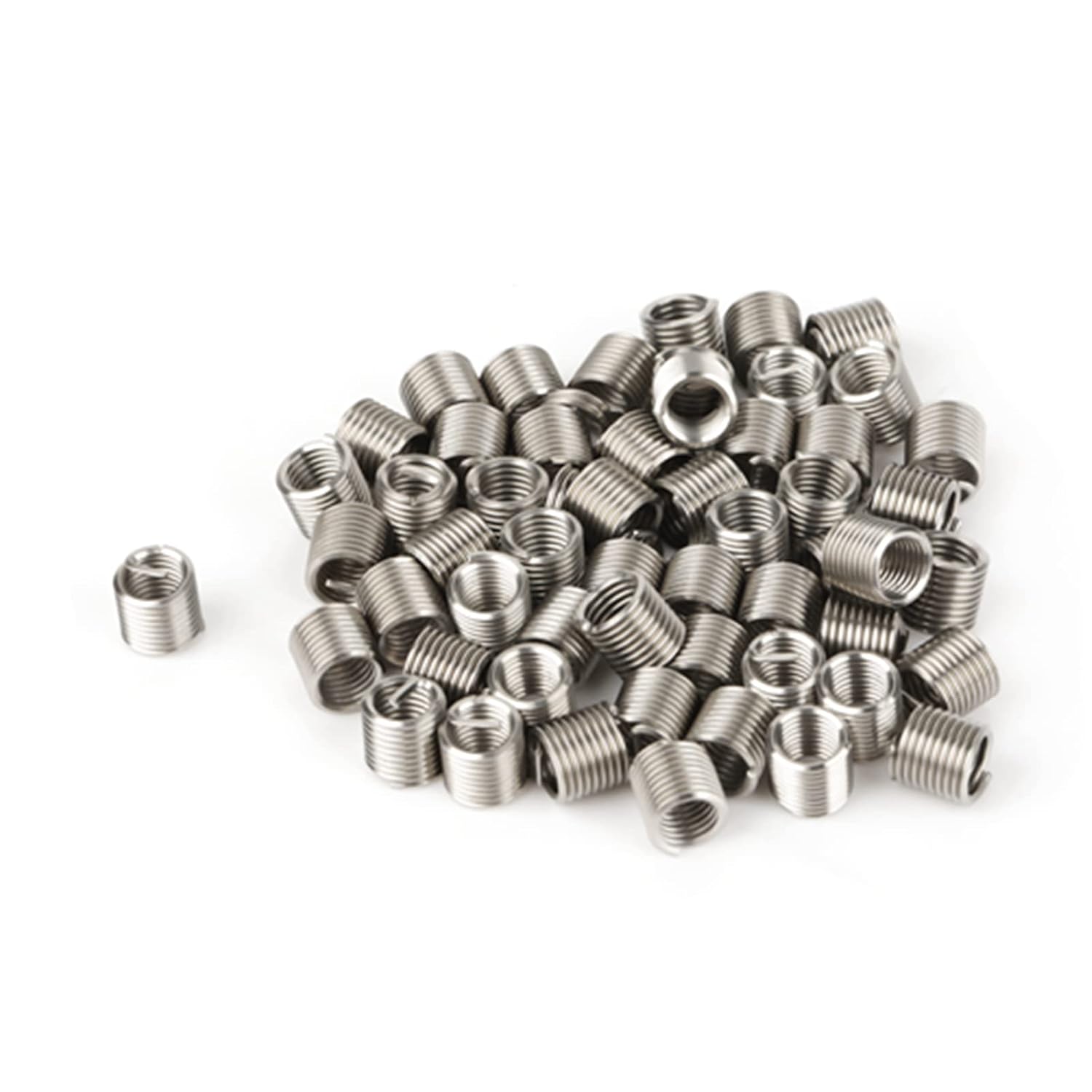 Thread Repair Insert Kit, Helicoil Thread Repair Kit, 50pcs Stainless Steel Coiled Wire Helical Screw Inserts Combination Tool Set for Restoring Damaged Threads in Steel(M5 x 2D)