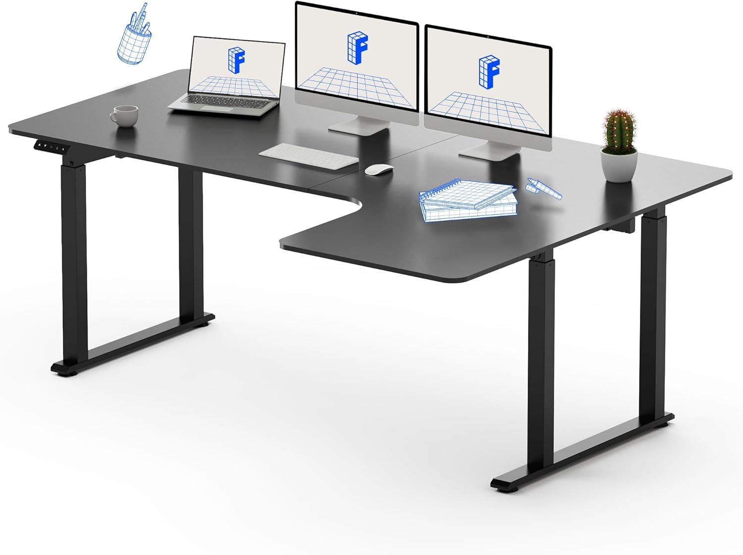 FLEXISPOT L Shape 4 Legs Electric Standing Desk 180 * 110cm Dual Motors