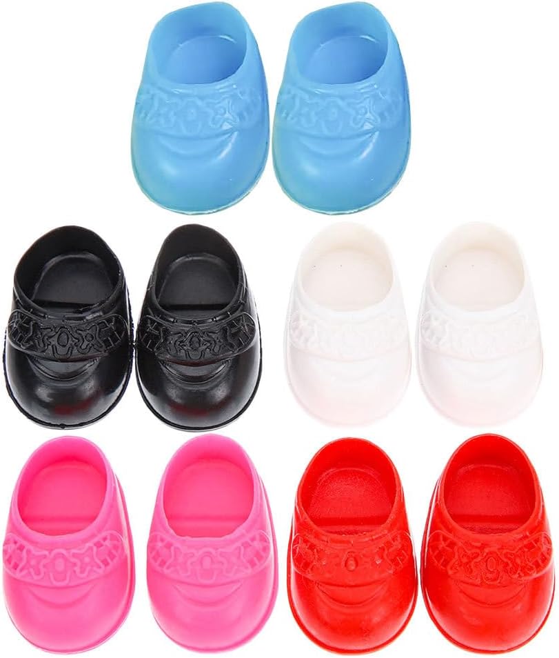 UPKOCH 5 Pairs Mini Doll Shoes Mini Doll Flat Shoes for Dollhouse Miniature Tiny House Accessories Realistic Accessory for 6-8 Inch Babydoll and Collectors