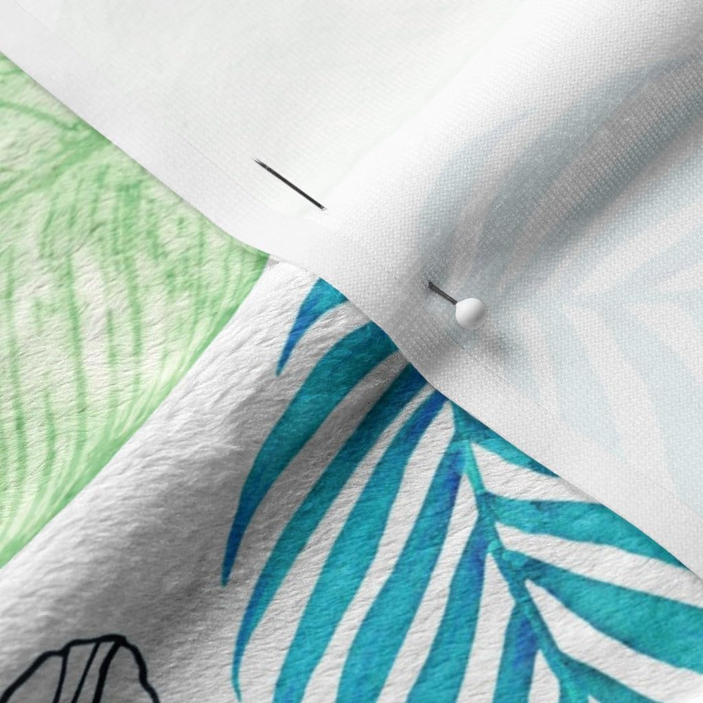 Spoonflower Fabric - Watercolor Tropical Animal Palm Leaves Nature Plant Tree Floral Printed on Minky Fabric by The Yard - Sewing Baby Blankets Quilt Backing Plush