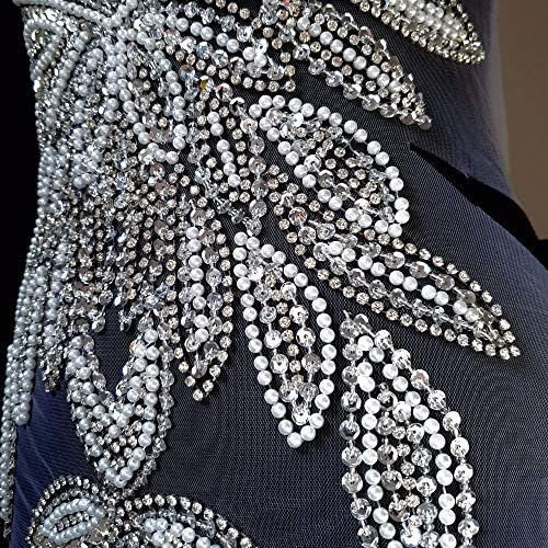 Sew on Applique Crystals Patches Silver Sequins Pearl Beads Particular Design Entrance Panel Stitching for Night Promenade Costume Accent (Silver) 7 61Clk5ZEdaL. AC