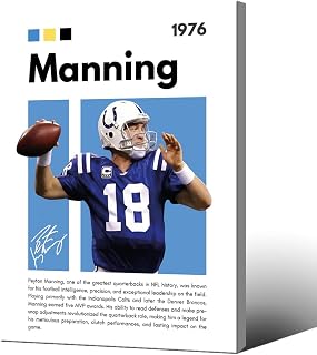 Framed Rugby Superstar Peyton Manning Signed Poster For Kids Room Bedroom Wall Decor-Football Star Picture Canvas Art Prints For Man Teens Boys Fans Gifts