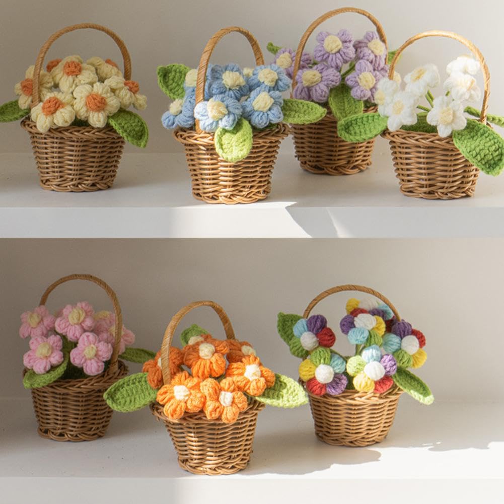 3 fiori di girasole all'uncinetto in vaso, bouquet di girasoli artificiali, divertenti girasoli all'uncinetto, fiori lavorati a maglia con carta, decorazioni da scrivania in vaso a maglia, decorazioni