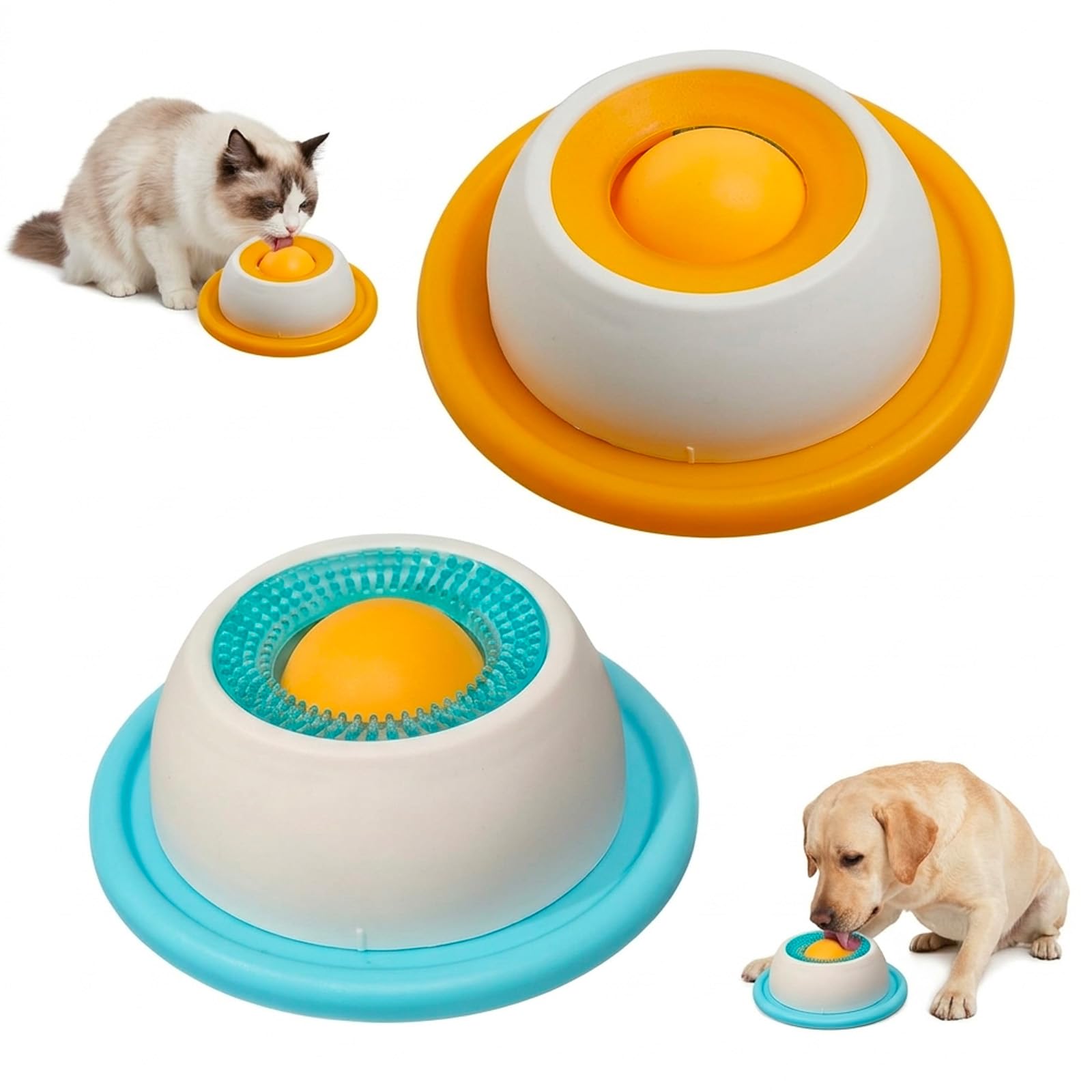 2-Piece Dog Lick Ball, Lick Ball for Dogs, Dog Enrichment Tool for Slow Feeding and Stimulation, Dog Lick Bowl with Ball, for Medium and Small Pets, Interactive Pet Bowl for Calming Activities