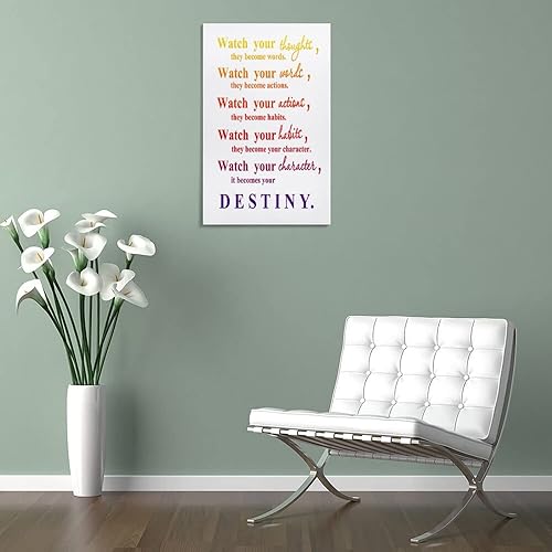Miniatura 5 de Lienzo decorativo con texto en inglés Watch Your Thoughts They Become Words Destiny, inspirador para mujeres, con espíritu de equipo, póster