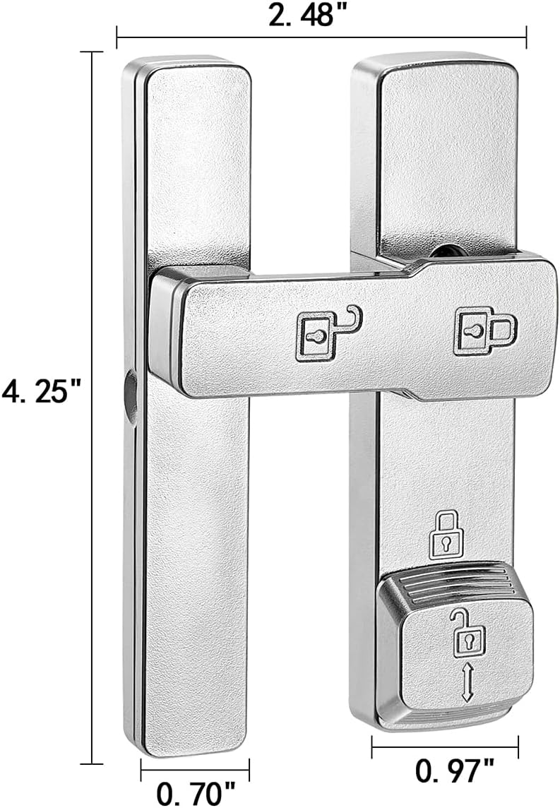 INIRET 2 Packs Silvery 180 Degree Barn Door Lock,Flip Gate Latches Hardware,Zinc Alloy Door Lock,Protect Privacy,for Barn Door,Cabinets,Windows,Garden,Bathroom