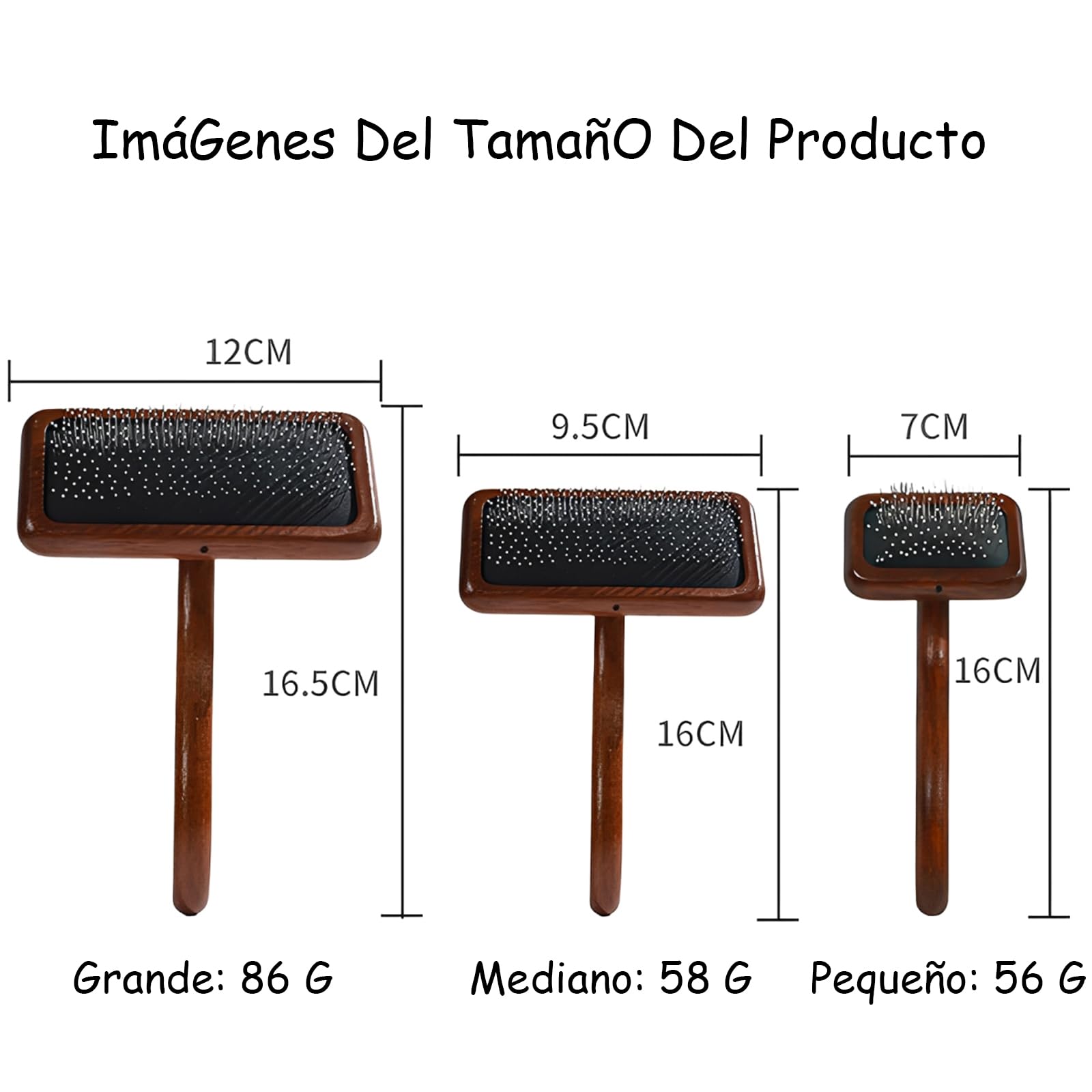 piezas Cepillo para Perros y Gatos, Limpia, Desenreda y da Masaje, Quitar Pelo Muerto, Mango de madera Ergonómico y Púas de Acero Inoxidable, Pelaje de su Mascota (Mediano + peine de dientes finos)