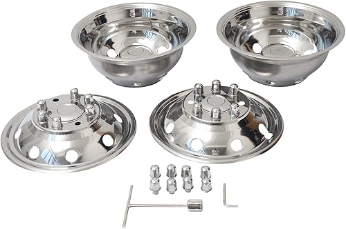 Simulador de rueda de acero inoxidable pulido de 16 pulgadas, 8 lengüetas, 8 agujeros, kits completos para Ford E350 E450 RV 1992-2007