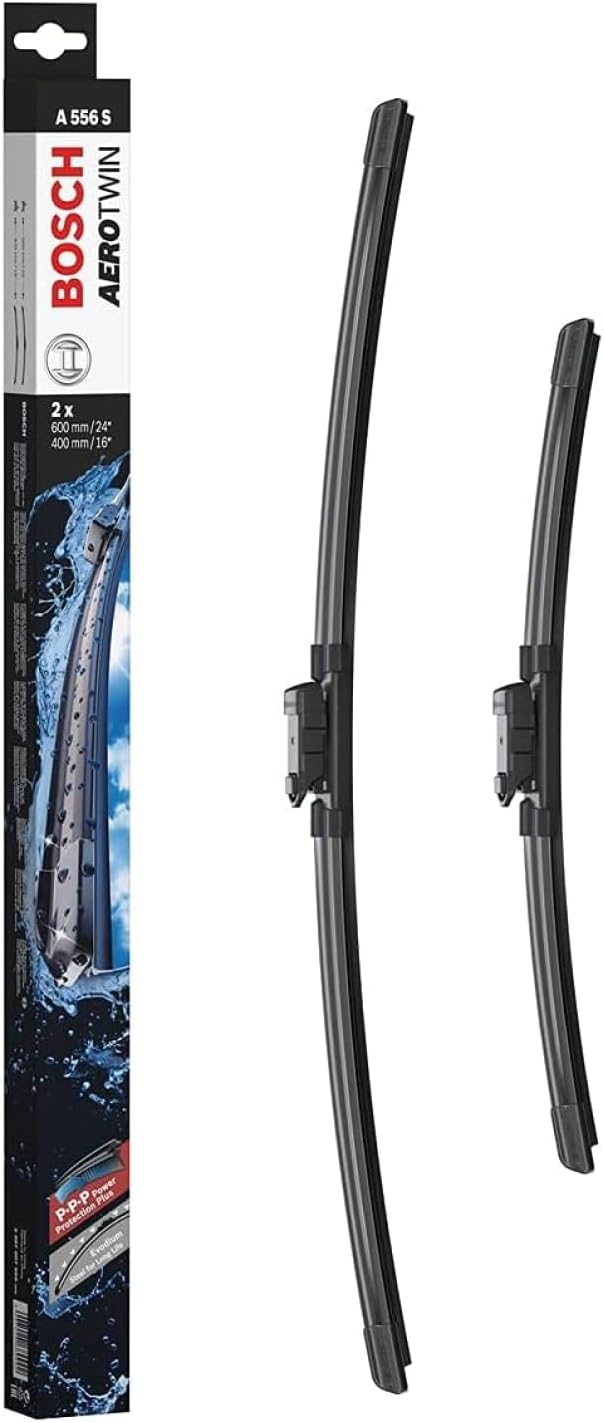Bosch Aerotwin A556S - Front Windscreen Wipers - Set of 2 Replacement Blades - Comes with Pre-assembled Adapter - 2 Blades, 600 mm / 400 mm - Only for Right-Hand Drive (UK)