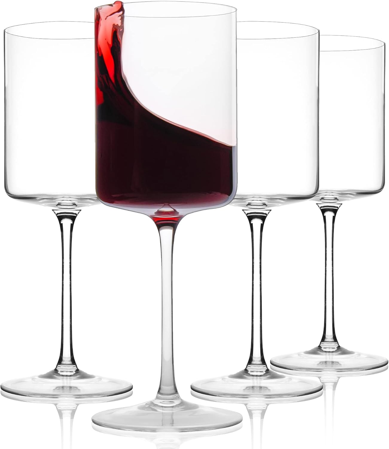 Sipour Square Wine Glasses Set of 4 500 ml Crystal Wine Glasses