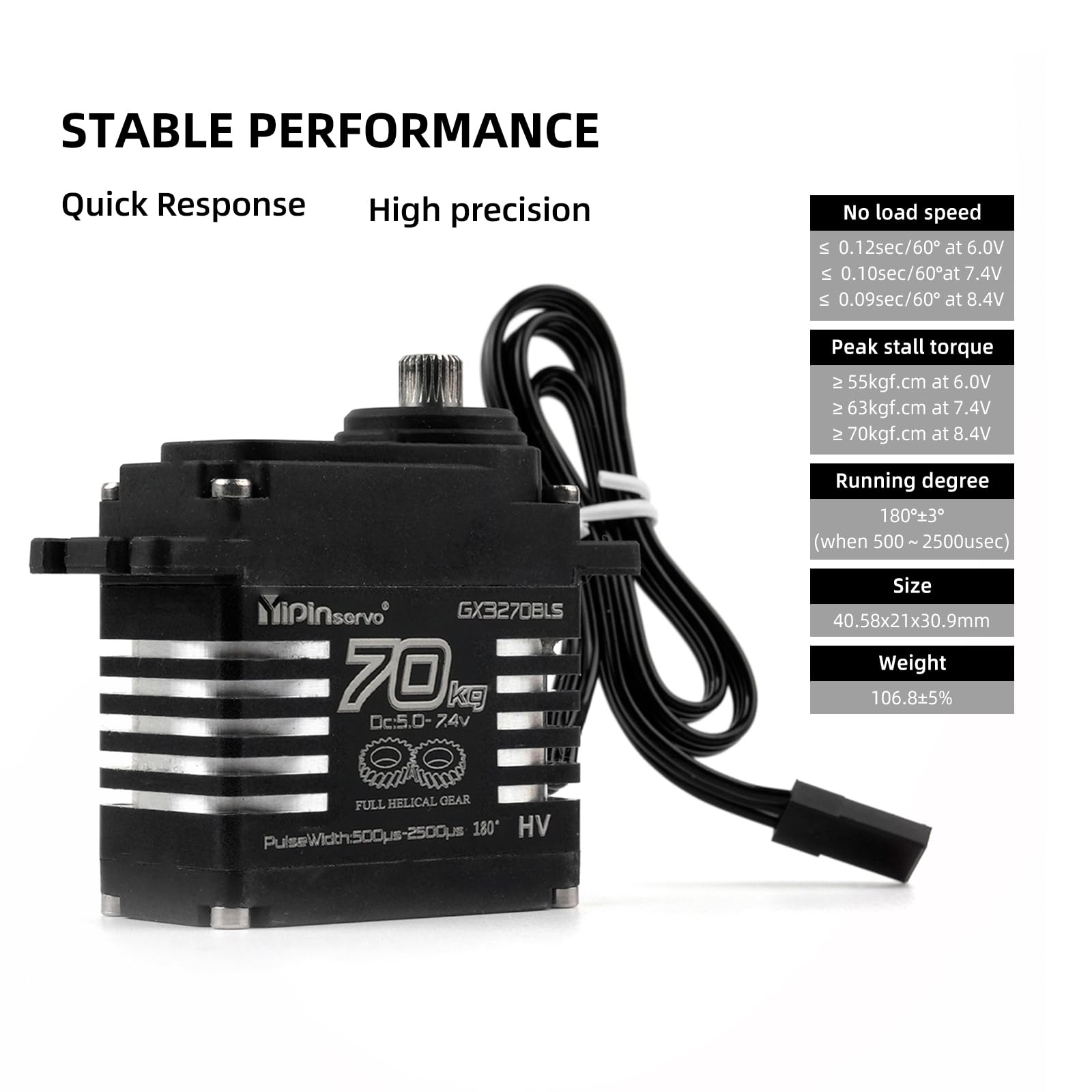 4 servos impermeables sin escobillas de 70 kg, ultra par de torsión 8.4 V, servo digital con engranajes de metal para 1/8 1/10 RC Car Crawler Truck Boat
