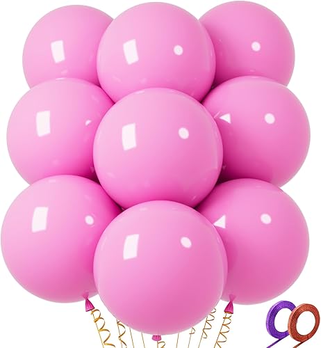 32 globos grandes de color rosa de 18 pulgadas, globos redondos de látex grandes para decoración de cumpleaños y bodas (rosa)