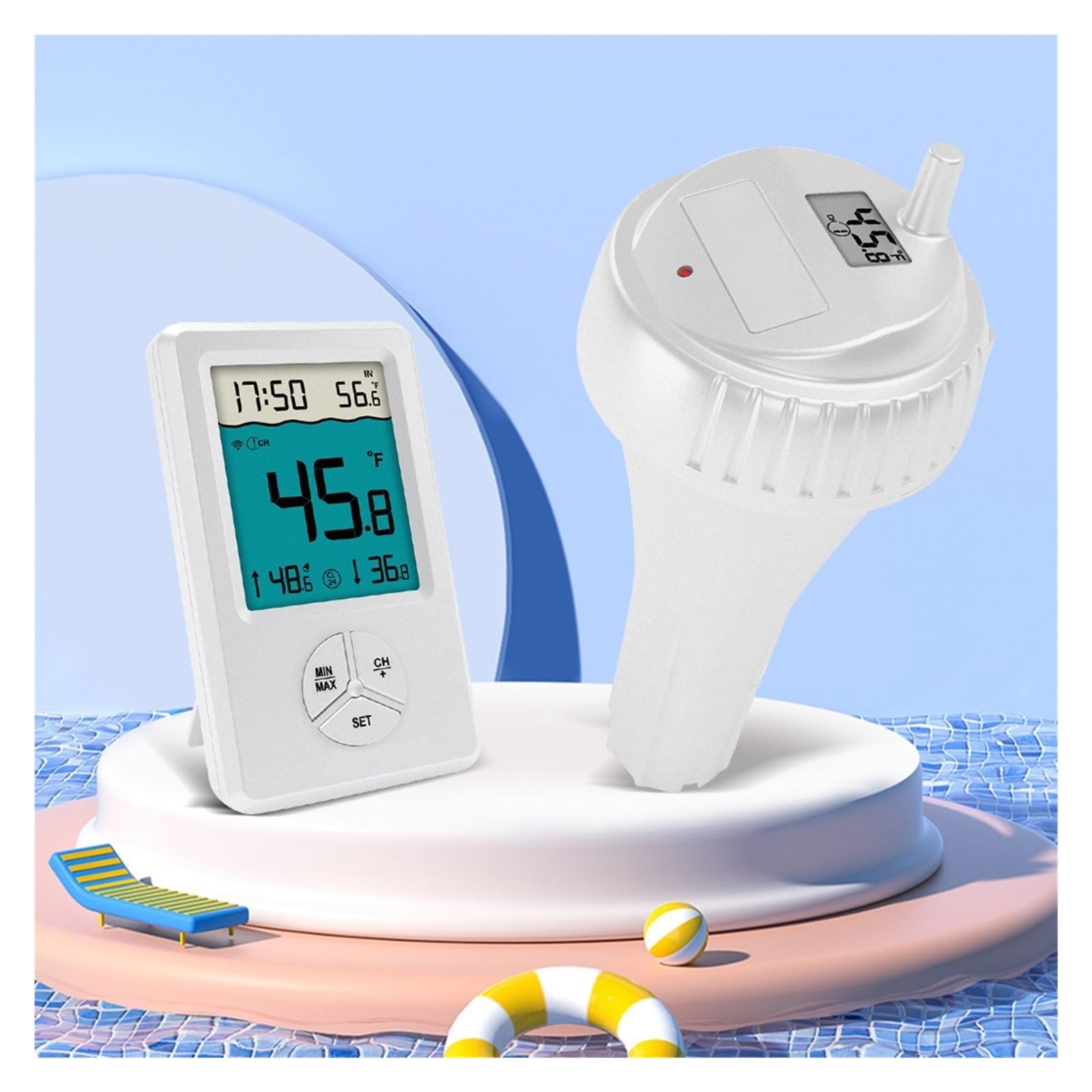 Termómetro Digital Inalámbrico For Piscina con Monitor De Temperatura Interior, Termómetro Flotante For Piscina, Bañera Y. FáCil De Usar