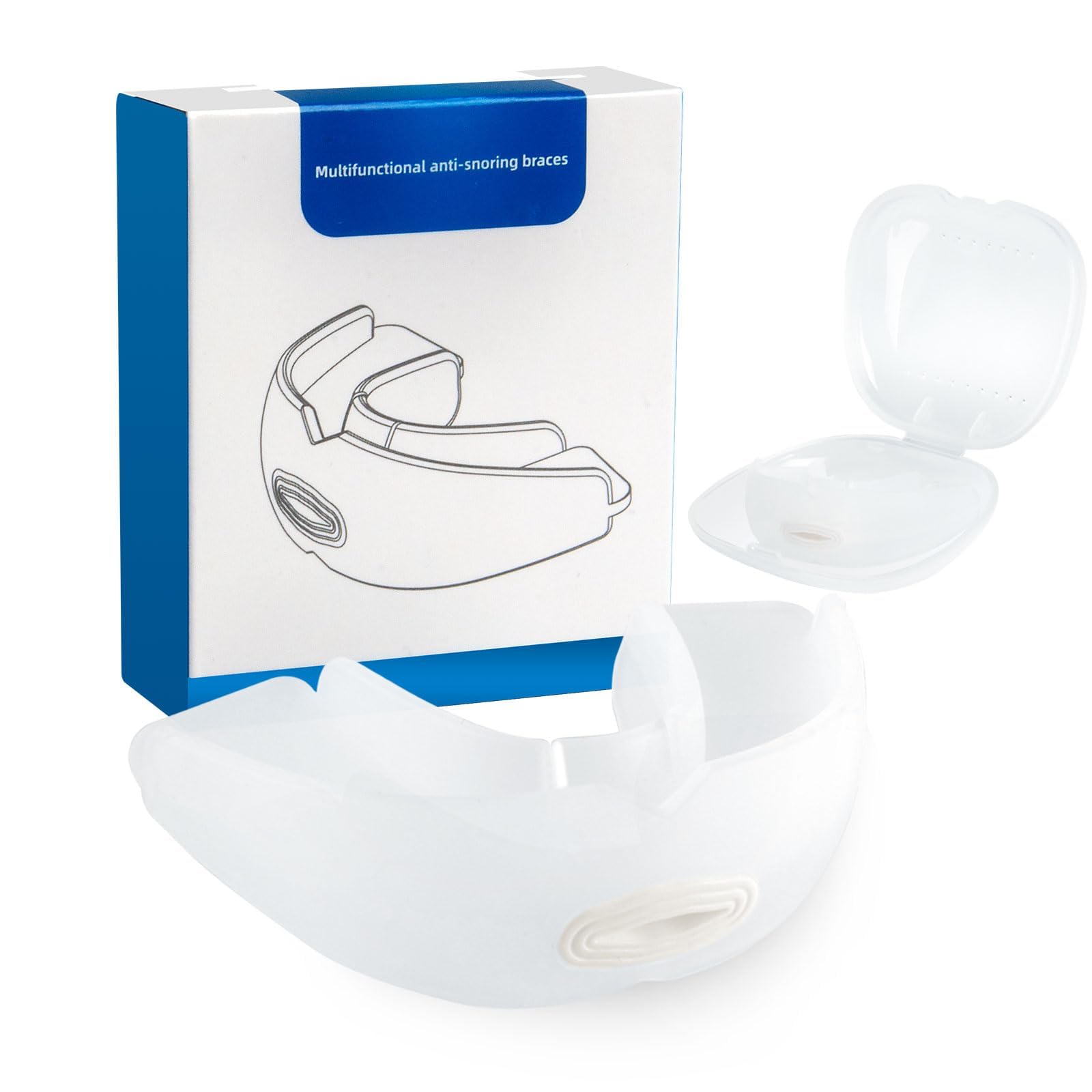 Durable Anti Snoring Devices, Snoring Aids for Women, Soft Silicone, Non-Slip, Stop Snoring for Men, snoring Mouth Guard, for Anti Snore, Sleeping, Sleep Apnea, for Travel and Home Use - White