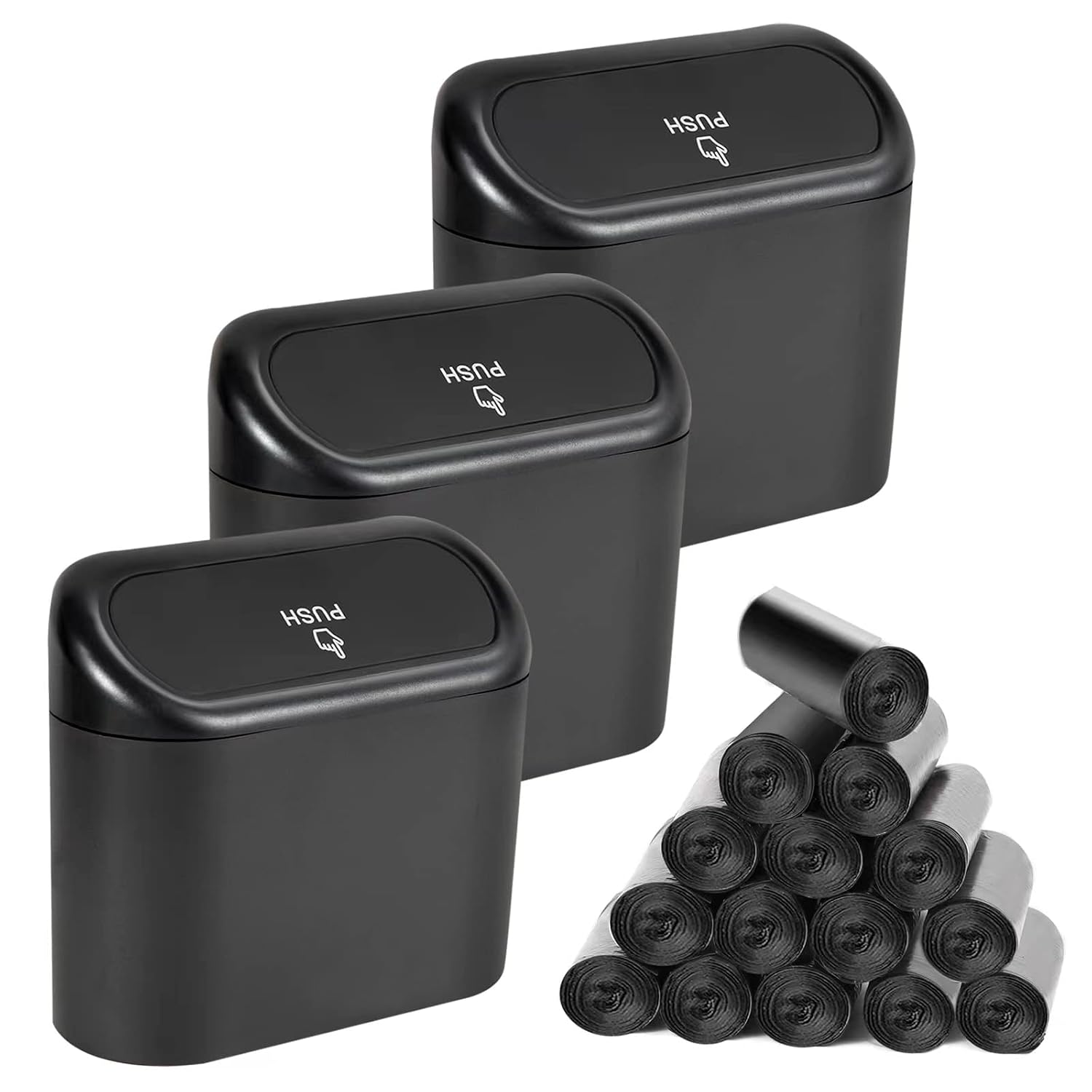 Mini Car Trash Can – Leakproof Vehicle Garbage Bin, 2-Pack with 150 Trash Bags, Portable Hanging Car Organizer for SUV & Sedan