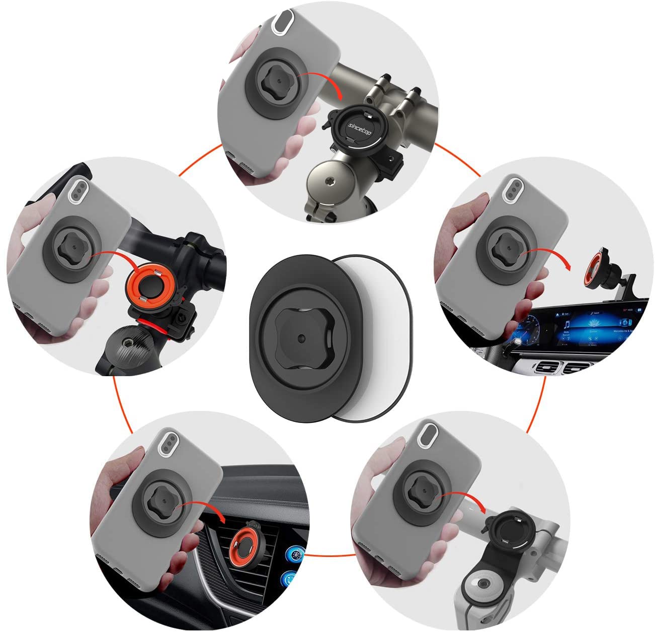 sincetop Fiets Telefoonhouder, Mountainbike Stuurpen Telefoonhouder, Universele Aluminium Stuur Telefoonklem, Fietsmobiel Telefoonclip, MTB Racefiets Snel Bevestigen/Losmaken [Serie C - 2e Gen