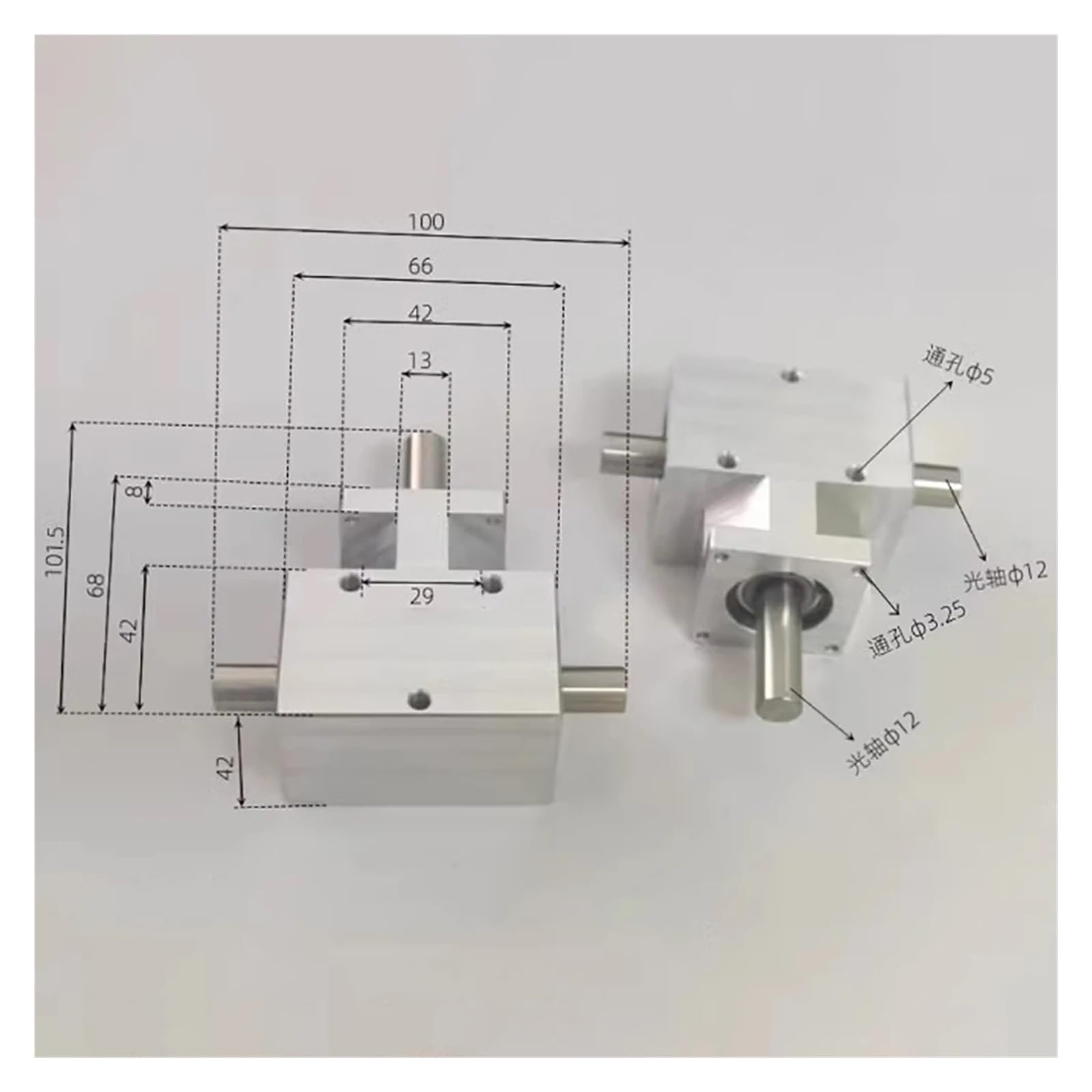 Commutatore a ingranaggi conici a spirale piccola, albero di uscita coassiale doppio da 12 mm, rapporto di velocità 1:1, gruppo di velocità differenziale a 90° Per applicazioni meccaniche fai da te
