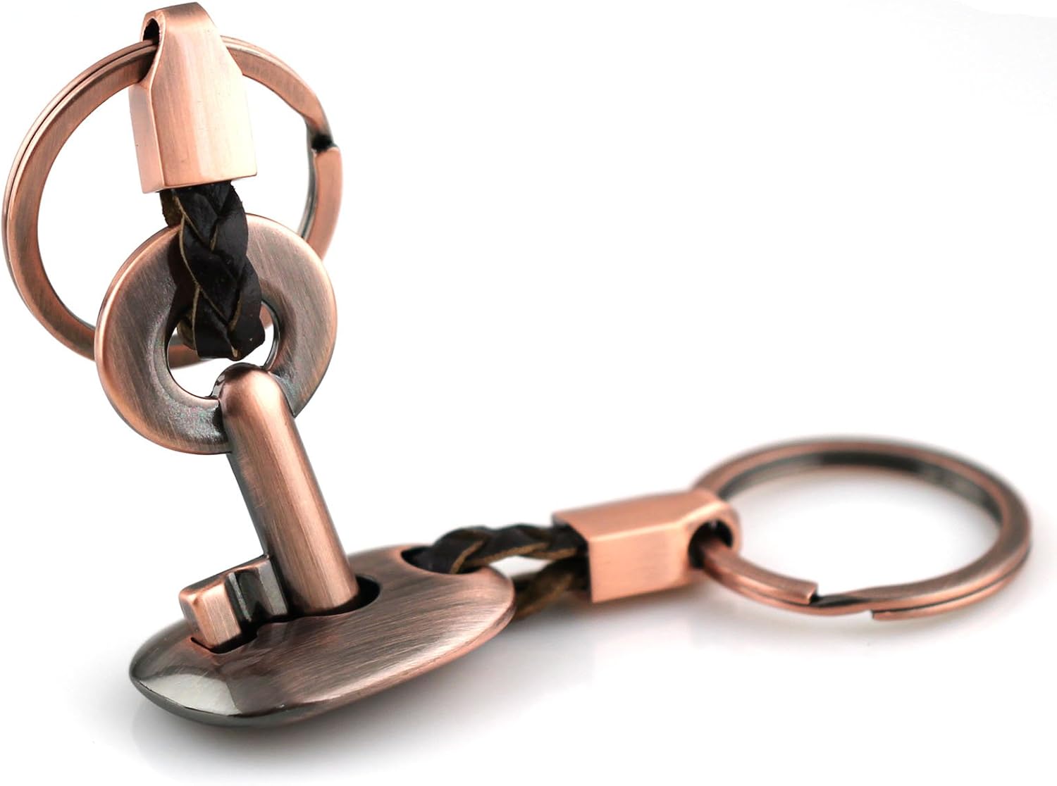 maycom Creative Fashion Leather Couple Keychain Key Chain Ring Keyring Key Fob Key & Lock 83513-2(Copper)