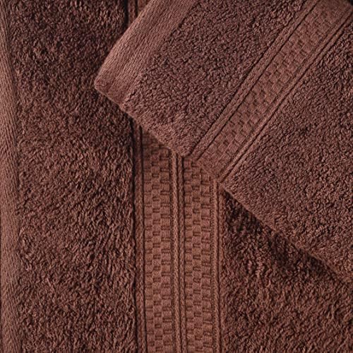 Superior Bath Towel Set, Rayon from Bamboo Cotton Blend, Ideal for Bathroom, Guest Bathroom, and Beach, Modern Style with Solid Dobby Border, Includes 4 Pieces; Bath Towels, Cocoa - Thumbnail 5