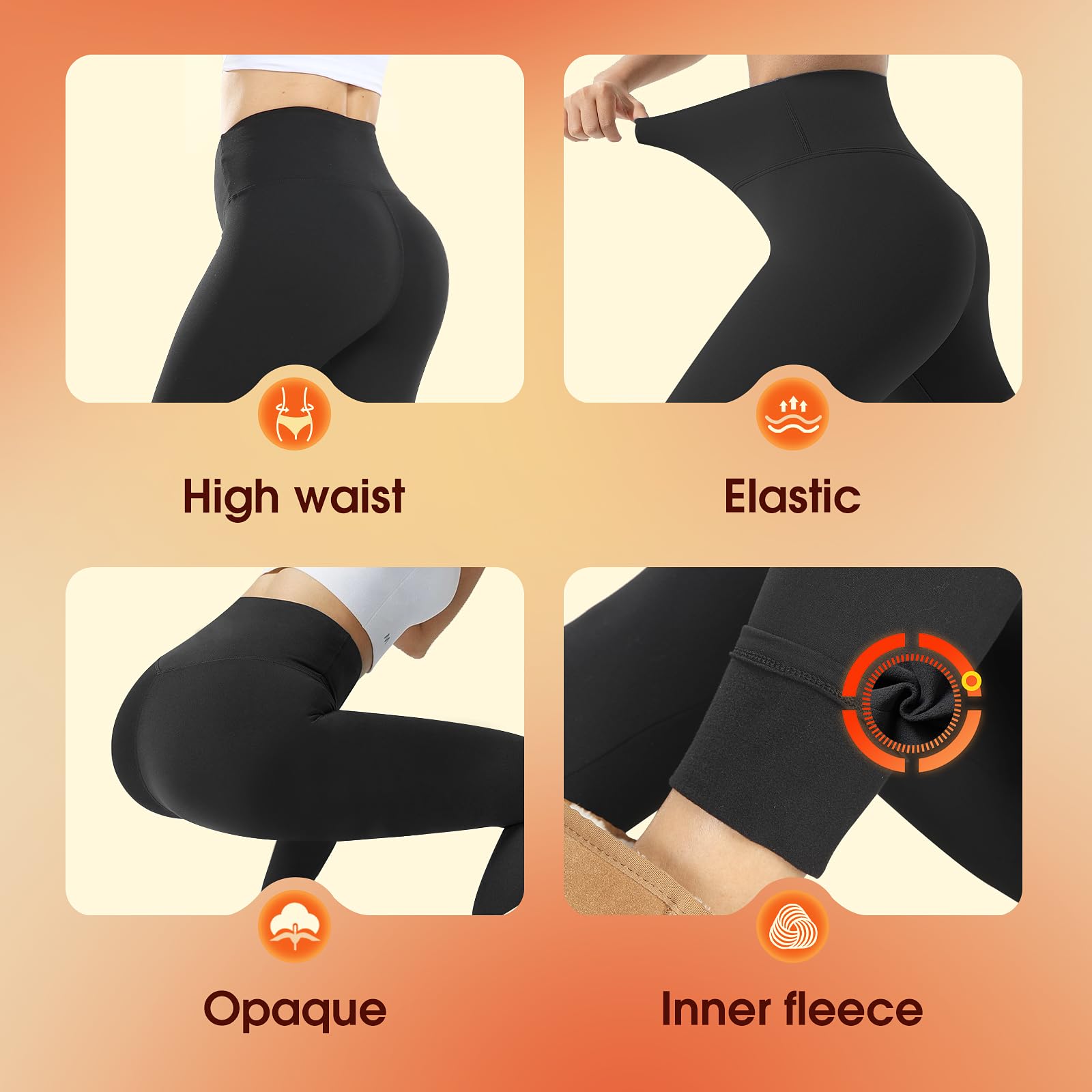 Opssaker Leggins Termici Donna Invernali Leggins Felpati Opachi Pantacollant Vita Alta Leggings Pile Pantaloni Caldi Donna