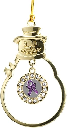 Miniatura 149 de Inspired Silver - Esquema de Virginia Occidental - Adorno de Navidad dorado - Adorno circular para árbol de Navidad con circonita cúbica