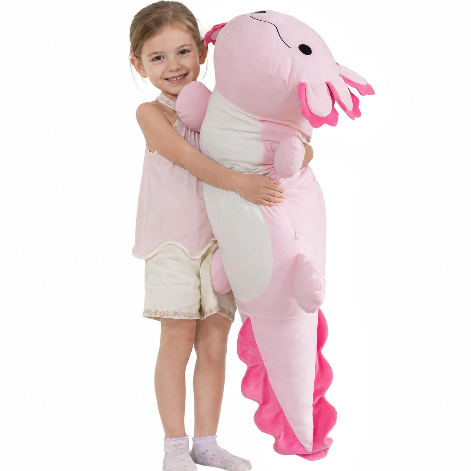 MorisMos Giant Axolotl Teddy Stuffed Animal Toy,100 cm Pink Kawaii Axolotl Plush Cuddly Presents for Girls Boys Girlfriend Kids Birthday Party Decoration — image 1