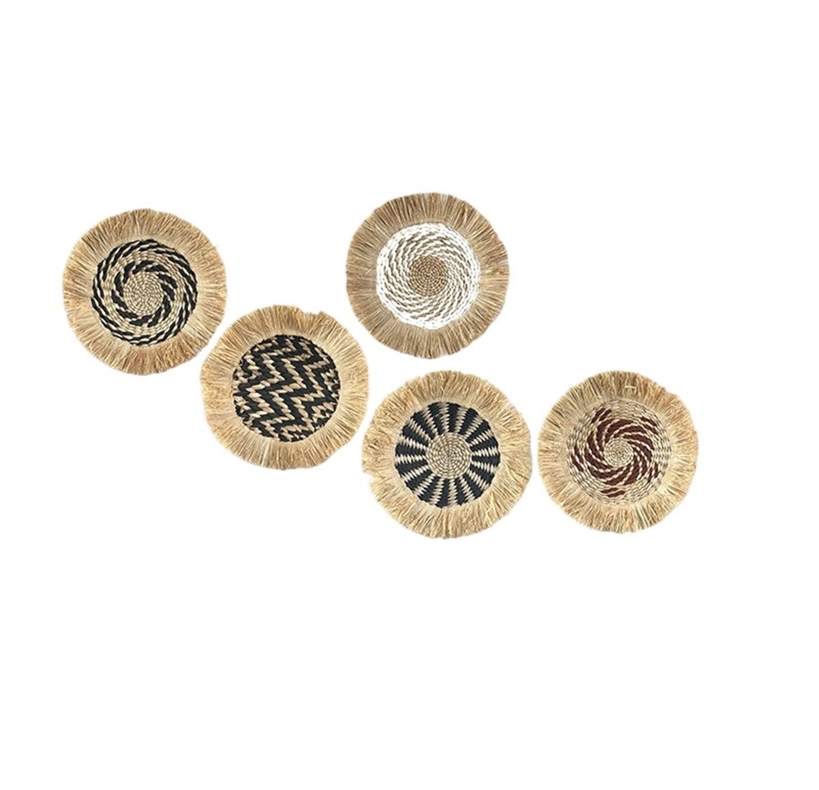 Decoración de Pared de Mimbre de Paja, Cesta Redonda de Mimbre, decoración de Pared, artesanías de Mimbre, Marco for Colgar en la Pared, Colgante Tejido a Mano Decoración de Pared
