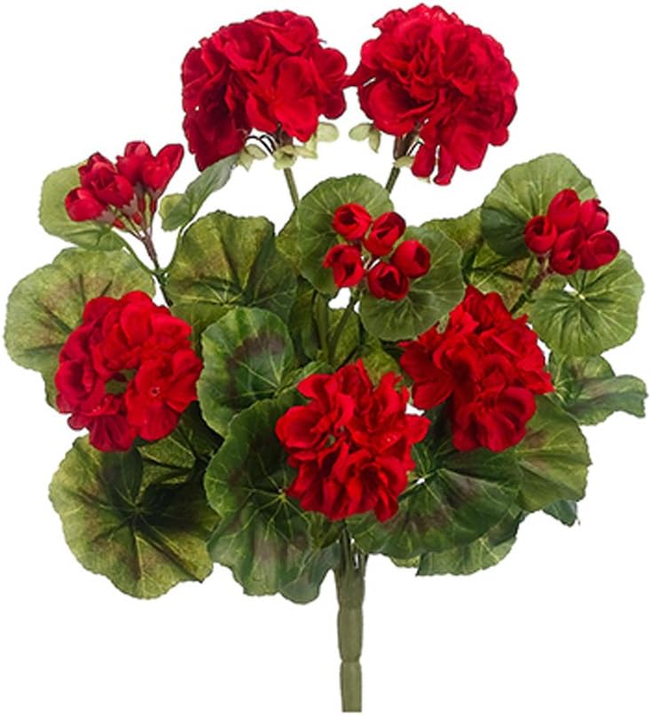 Arcadia Silk Plantation 13" Geranium Bush x8 Red (Pack of