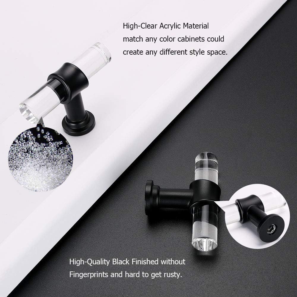 goldenwarm 1 Pack Black Kitchen Cabinet Pulls Modern Drawer Handles - LS9165BK Black Kitchen Hardware Acrylic Pull and Knob for Dresser Cupboard Wardrobe, Single Hole