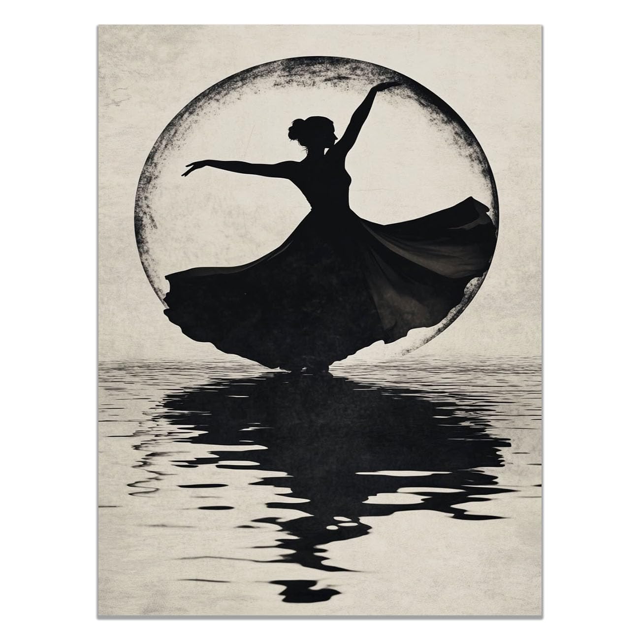 QUSAAOU African Americans Wall Art Mono Circle Dancer Vintage Tribal Girl Images Elegant Paintings Of Black Women Suitable For Home Wall Decoration(black)-60x90cm1 Unframed