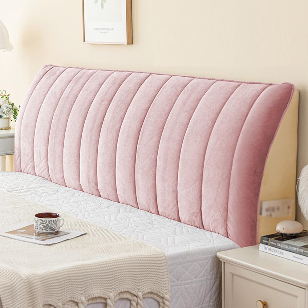 Hearda Funda para Cabecero de Cama,Acolchado Cabecera Relleno de Algodón,Diseño Todo Incluido Prueba de Polvo Cabecero,Protector de Cabecero Cama para Decoración Dormitorio (Rosa,70x150cm)