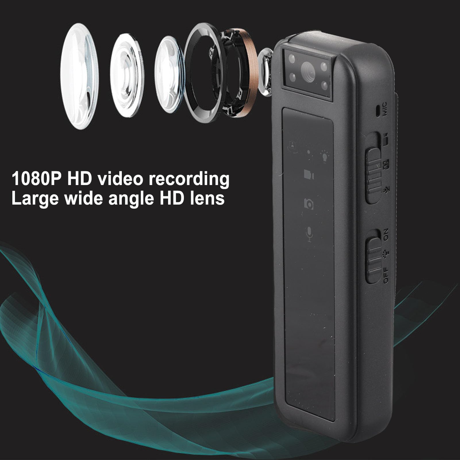 Mini Bodycamera Video Audio Recorder met WiFi Draaibare Bodycam 180° Lens - K&F Concept