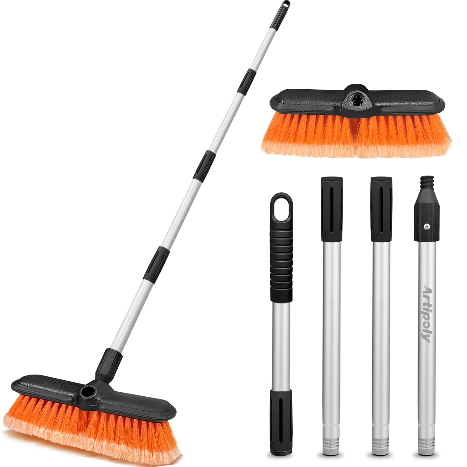 Duo Autowasborstel/Vrachtwagenborstel 25 cm met waterdoorvoer
