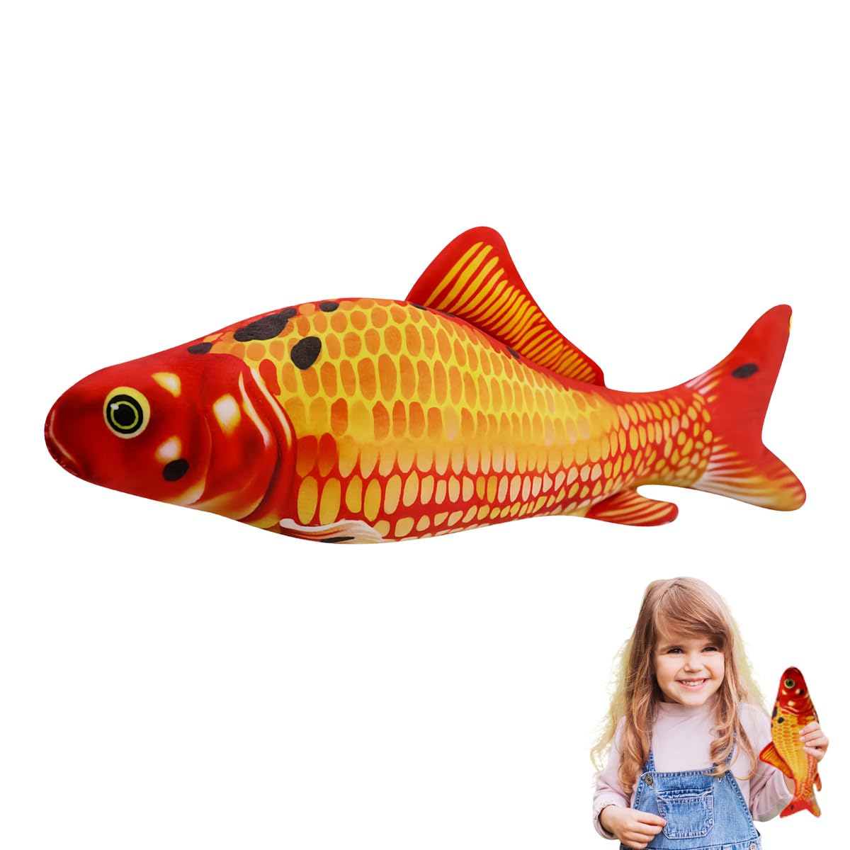 QUYHMER Simulation Red Koi Carp PlushToy, Stuffed Animal Plush Pillow, Soft Fish Decorate - Carp Plush Throw for Home Decoration