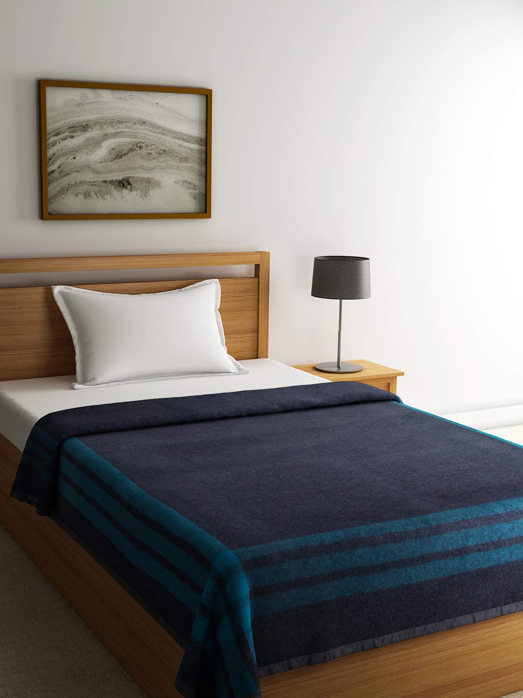 Raymond Home Wool & Wool Blend 210 TC Blanket (Standard_Blue)-image-38